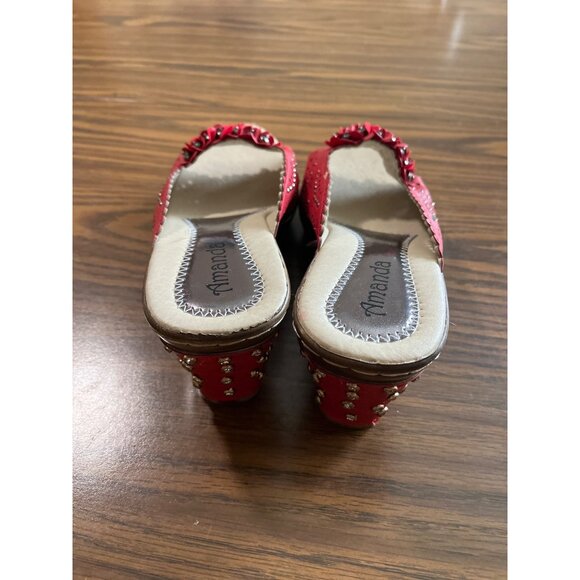 Amanda Suzy red slip on wedge sandals size 9 - Picture 3 of 5
